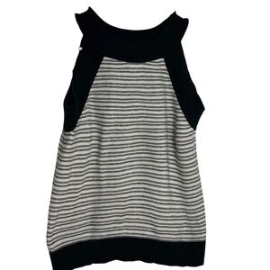 INDIGENOUS Striped Sweater‎ Tank Top Black Cream Organic Cotton Size S Peru